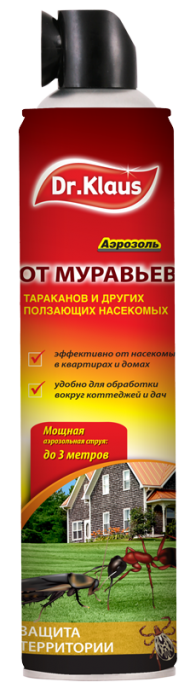 Аэрозоль от муравьев, тараканов и других ползающих насекомых Dr. Klaus (600 мл) Аэрозоль от муравьев, тараканов и других ползающих насекомых Dr. Klaus (600 мл)