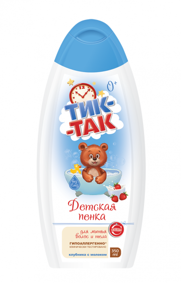 Пенка детская для мытья волос и тела "Тик-Так" клубника с молоком, 350мл (Свобода)