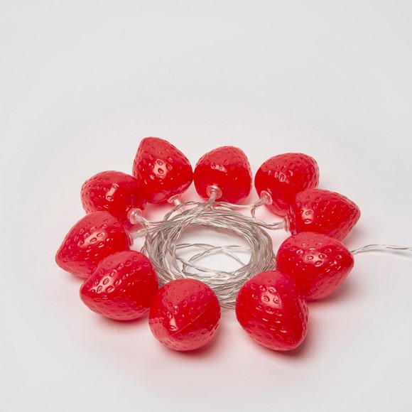 Гирлянда светодиодная на батарейках UNIEL Клубника. 4 метра, 10 светодиодов
