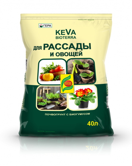 Грунт с биогумусом KEVA BIOTERRA для рассады и овощей 40 л